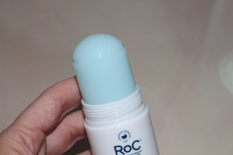 RoC serum stick swatch showing amount of product